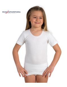 PACK AHORRO 3 Camisetas Rossoporpora Termica Manga Corta Afelpada de niña 100% algodon