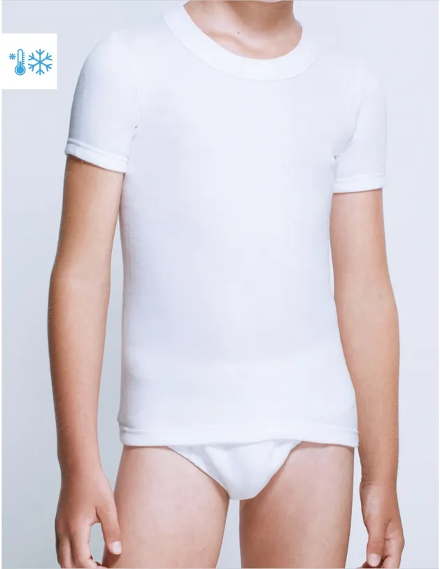Camiseta interior térmica niño algodón de invierno
